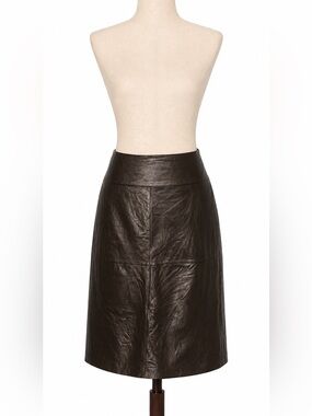Jaclyn Smith Black Leather A-Line Skirt.